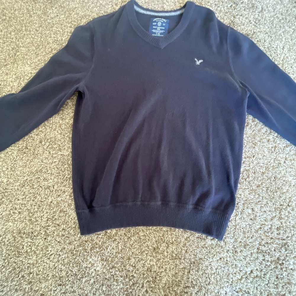 American Eagle Outfitters Dark Blue V-Neck Sweater